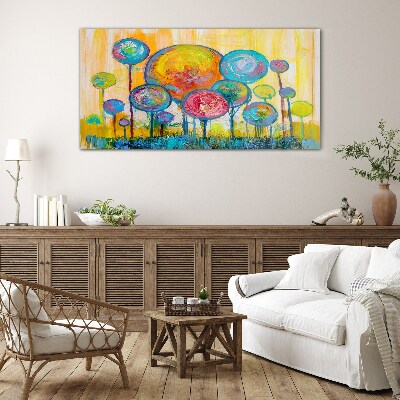 Schilderij op glas Kleurrijke cirkels tegen de zon