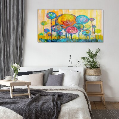 Schilderij op glas Kleurrijke cirkels tegen de zon