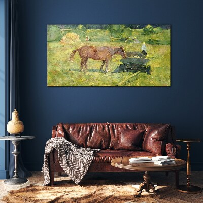 Glas foto Plattelandsgezicht met paard