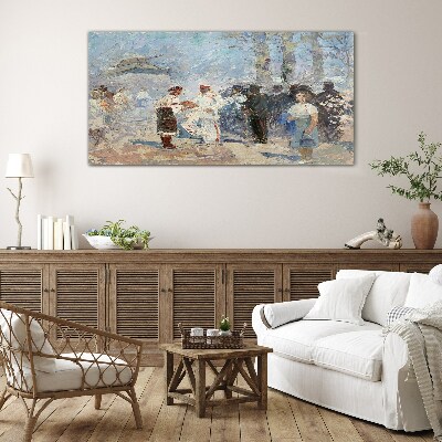 Schilderij op glas Ontmoeting op het platteland