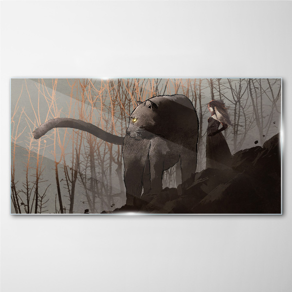 Foto op glas Black Panther en de mysterieuze figuur