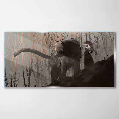 Foto op glas Black Panther en de mysterieuze figuur