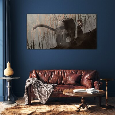 Foto op glas Black Panther en de mysterieuze figuur