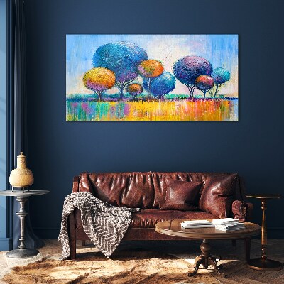 Glas foto Kleurrijke bomen in de zomerzon