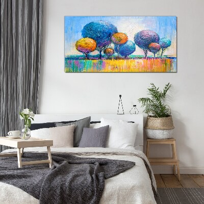 Glas foto Kleurrijke bomen in de zomerzon