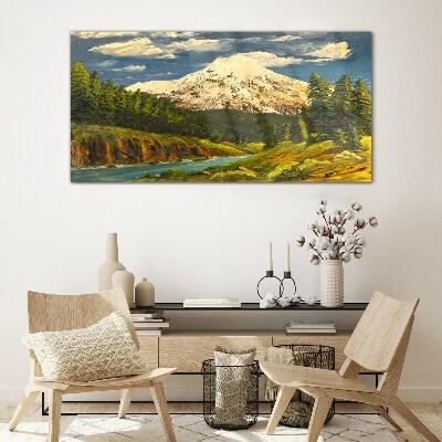 Glas foto Berglandschap met een rivier