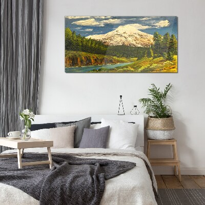 Glas foto Berglandschap met een rivier