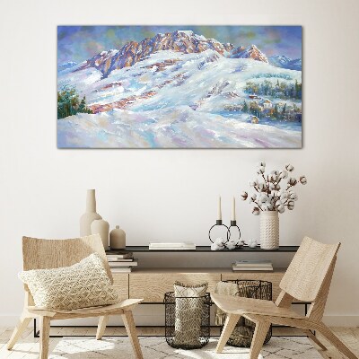 Schilderij op glas Winterberglandschap