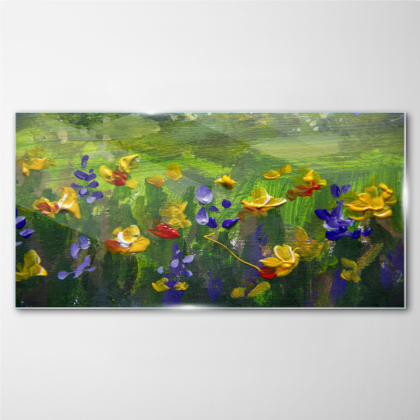Glas foto Een bloemenlandschap in lentekleuren