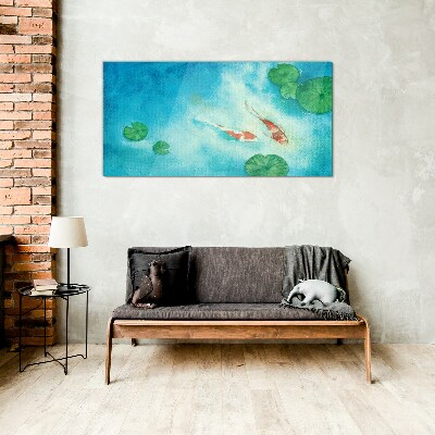 Glas foto Koi in blauw water