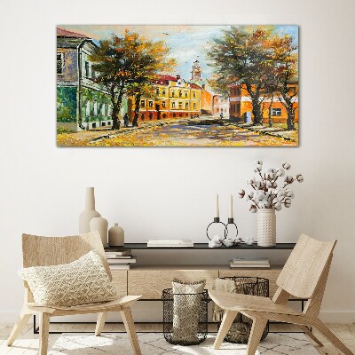 Schilderij op glas Herfststraat in kleuren