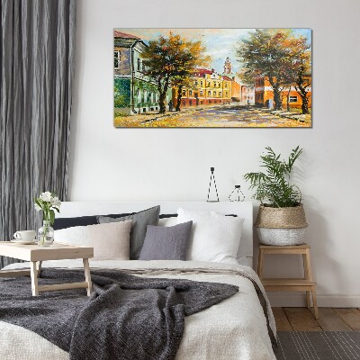 Schilderij op glas Herfststraat in kleuren