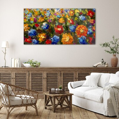 Schilderij op glas Een bloemenlandschap in intense kleuren