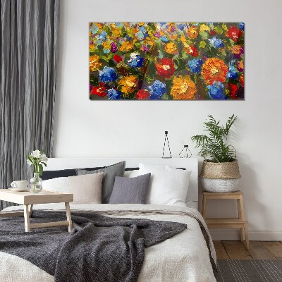 Schilderij op glas Een bloemenlandschap in intense kleuren