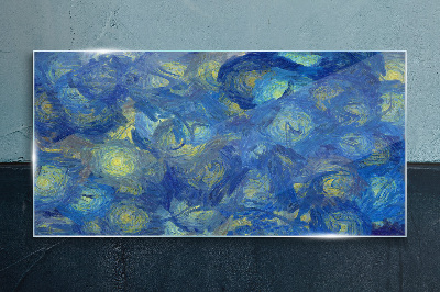 Schilderij op glas De nachtelijke hemel in tinten blauw