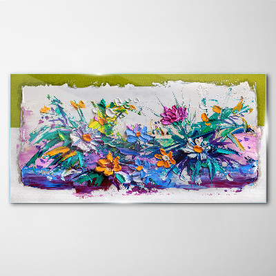 Foto op glas Een bloemencompositie in intense kleuren