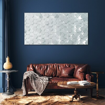 Schilderij op glas Zeshoekig patroon in grijstinten