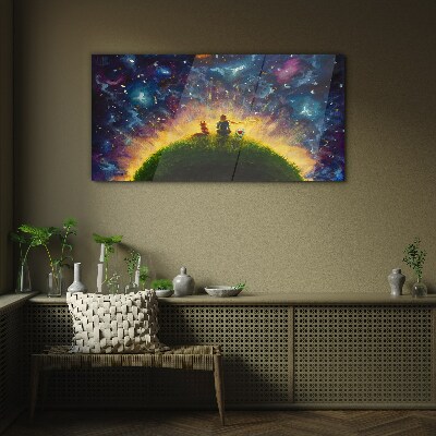 Foto op glas Een ruimtereis in de zon