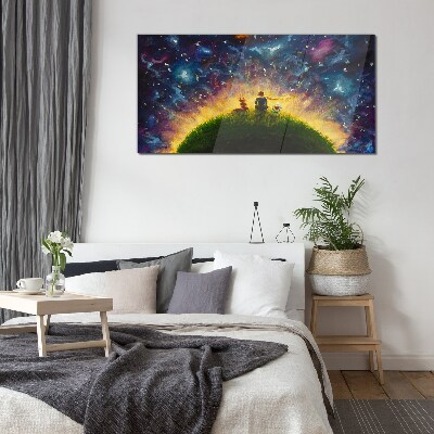 Foto op glas Een ruimtereis in de zon