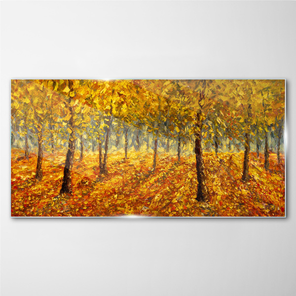 Schilderij op glas Gouden bos in herfstaura