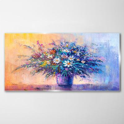 Schilderij op glas Een bloemenboeket in pastelkleuren