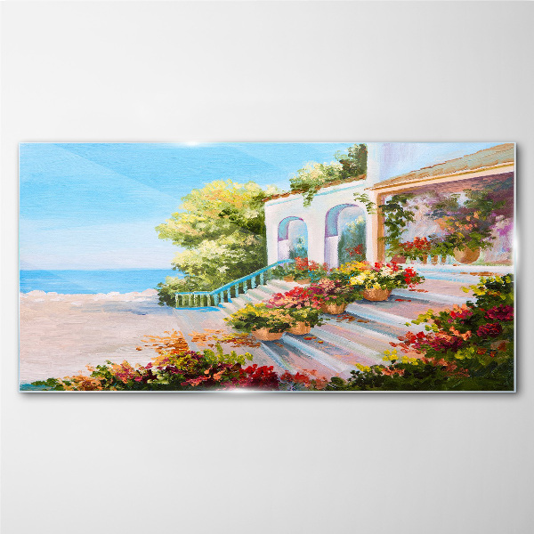 Schilderij op glas Zomerlandschap aan zee