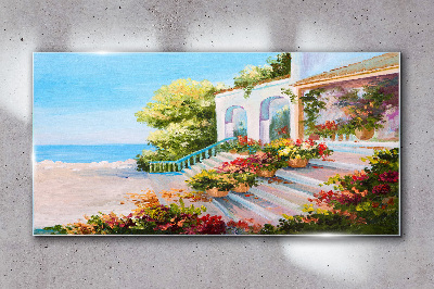 Schilderij op glas Zomerlandschap aan zee