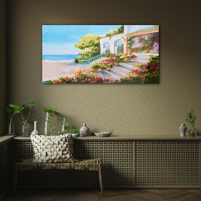 Schilderij op glas Zomerlandschap aan zee