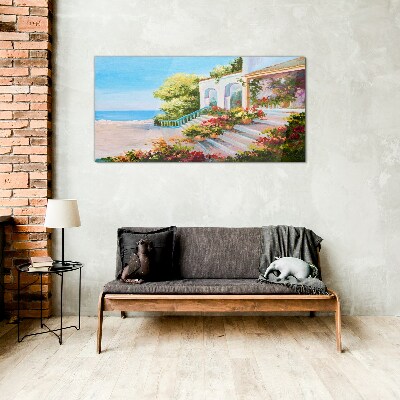 Schilderij op glas Zomerlandschap aan zee