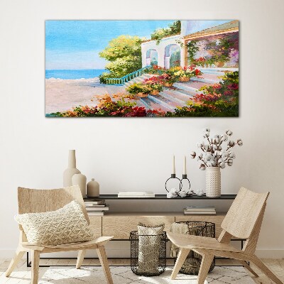 Schilderij op glas Zomerlandschap aan zee