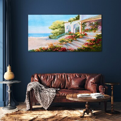 Schilderij op glas Zomerlandschap aan zee