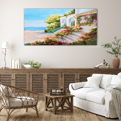 Schilderij op glas Zomerlandschap aan zee