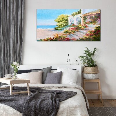 Schilderij op glas Zomerlandschap aan zee