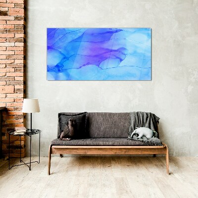 Foto op glas Golven van blauwe tinten