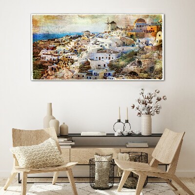 Foto op glas Santorini in de zon