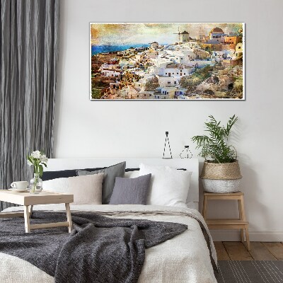 Foto op glas Santorini in de zon