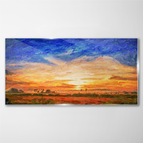 Schilderij op glas Zonsondergang over het landelijke landschap