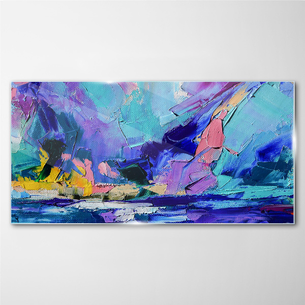 Glas foto Abstract landschap in paarse tinten