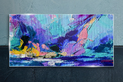 Glas foto Abstract landschap in paarse tinten