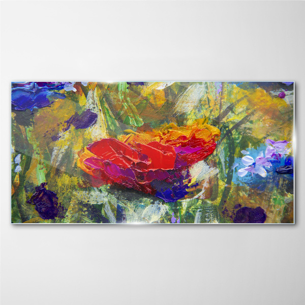 Foto op glas Kleurrijk bloemenexpressionisme
