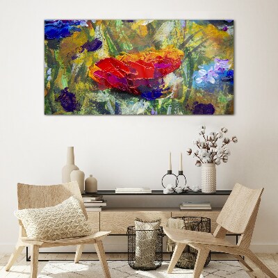 Foto op glas Kleurrijk bloemenexpressionisme