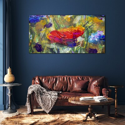 Foto op glas Kleurrijk bloemenexpressionisme