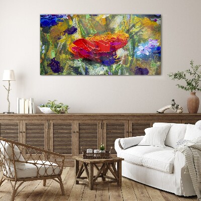Foto op glas Kleurrijk bloemenexpressionisme