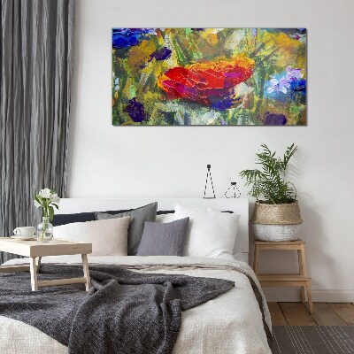 Foto op glas Kleurrijk bloemenexpressionisme