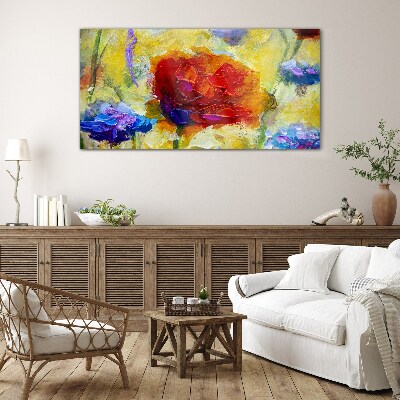 Glas foto Een bloemenexplosie van kleuren