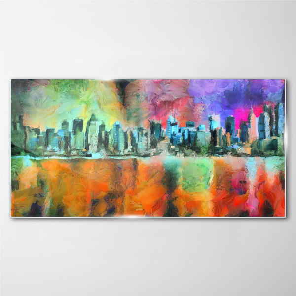 Schilderij op glas Kleurrijk stadsgezicht van de horizon