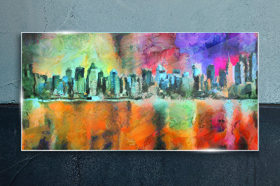 Schilderij op glas Kleurrijk stadsgezicht van de horizon