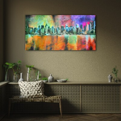 Schilderij op glas Kleurrijk stadsgezicht van de horizon