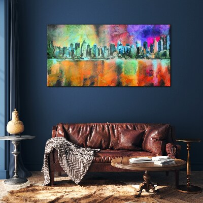 Schilderij op glas Kleurrijk stadsgezicht van de horizon