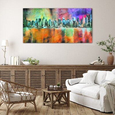 Schilderij op glas Kleurrijk stadsgezicht van de horizon